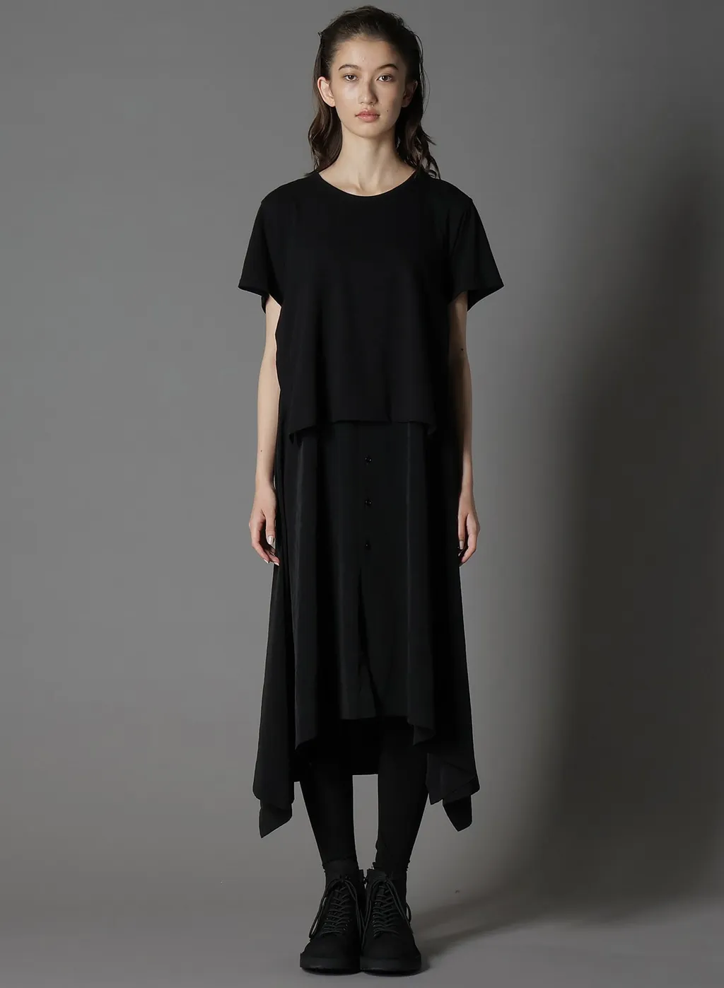 Silicon Jersey+ Crepe De Chine Docking T-Dress