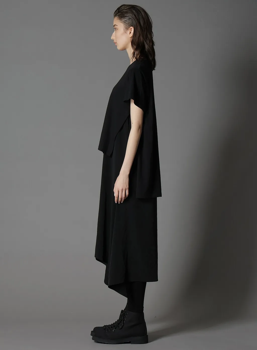 Silicon Jersey+ Crepe De Chine Docking T-Dress