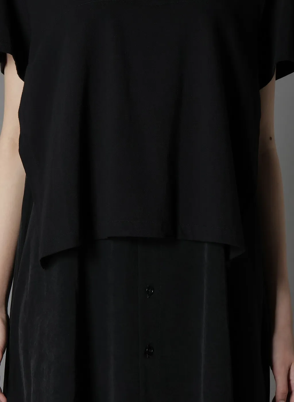 Silicon Jersey+ Crepe De Chine Docking T-Dress