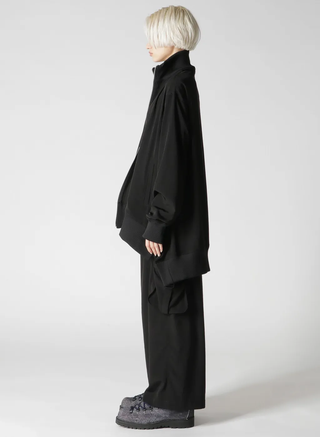 Crepe De Chine Curved Hemline Tracksuit Jacket
