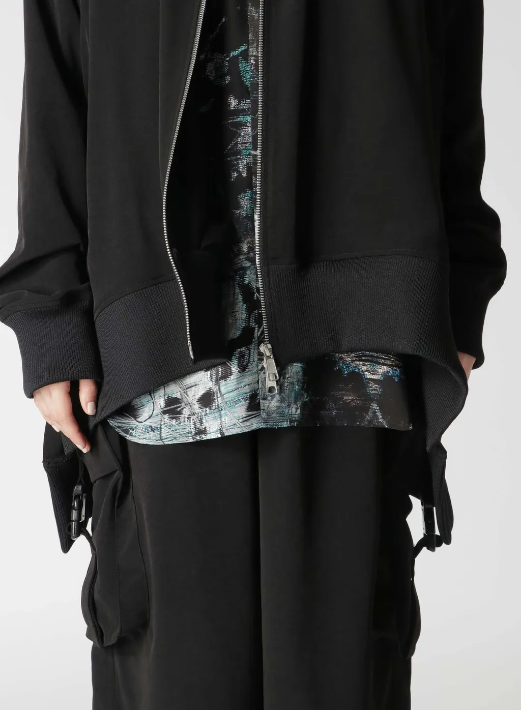 Crepe De Chine Curved Hemline Tracksuit Jacket