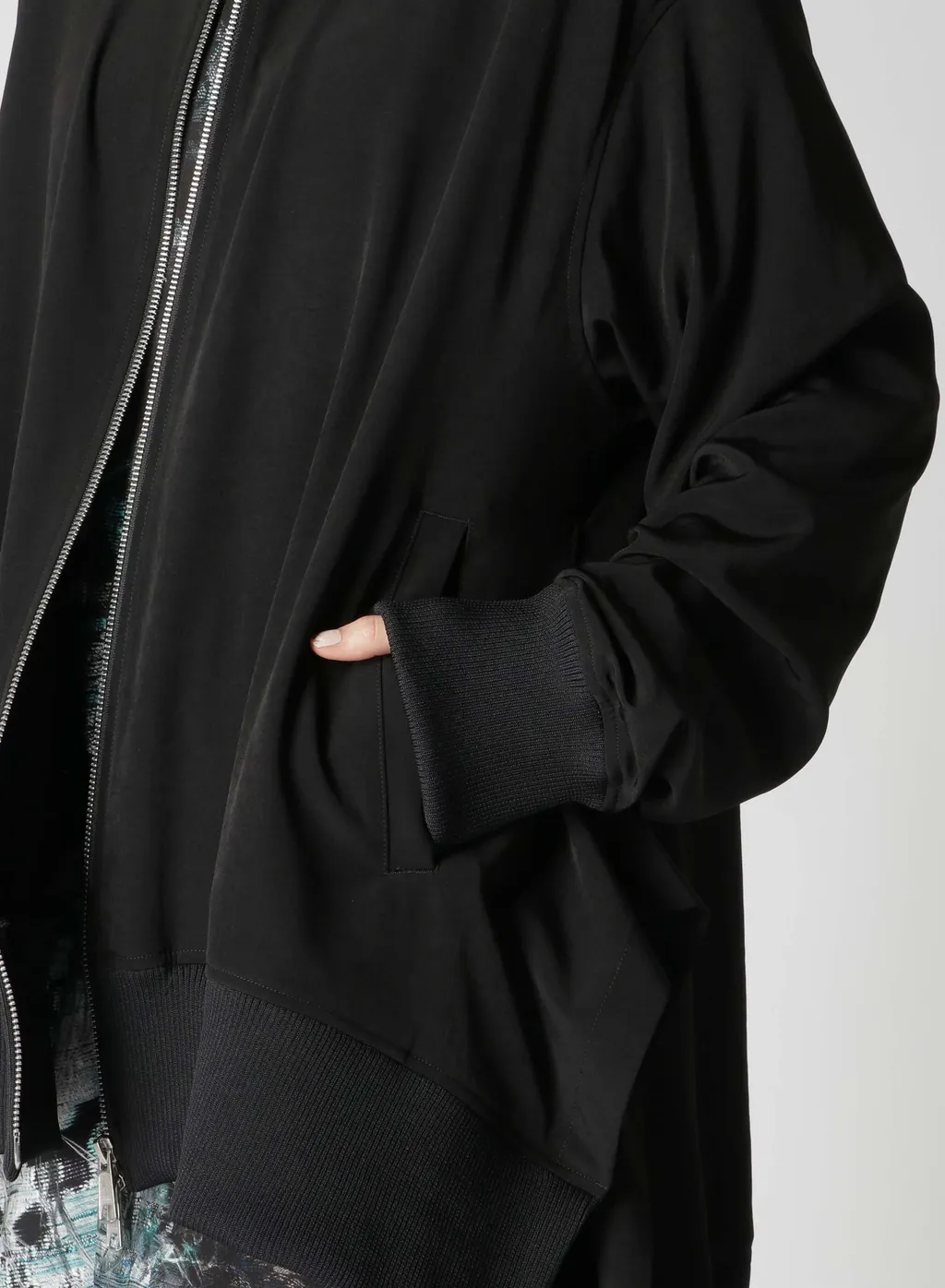 Crepe De Chine Curved Hemline Tracksuit Jacket