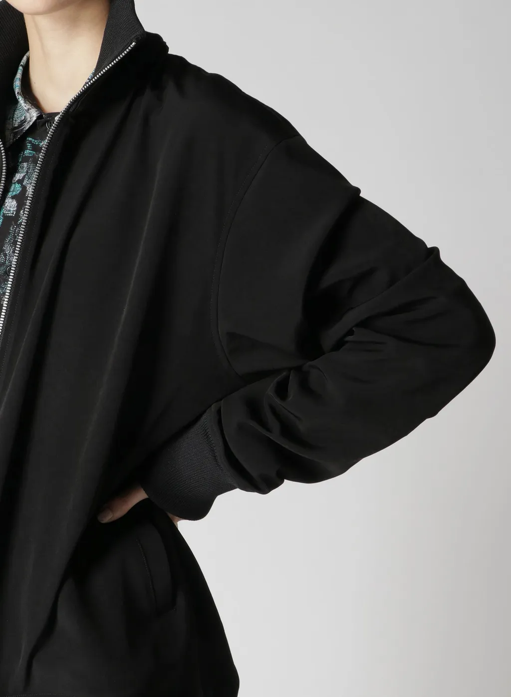 Crepe De Chine Curved Hemline Tracksuit Jacket