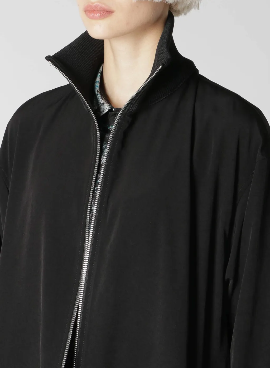 Crepe De Chine Curved Hemline Tracksuit Jacket