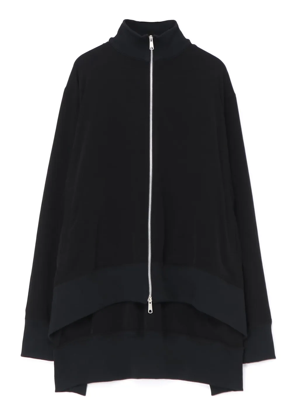 Crepe De Chine Curved Hemline Tracksuit Jacket