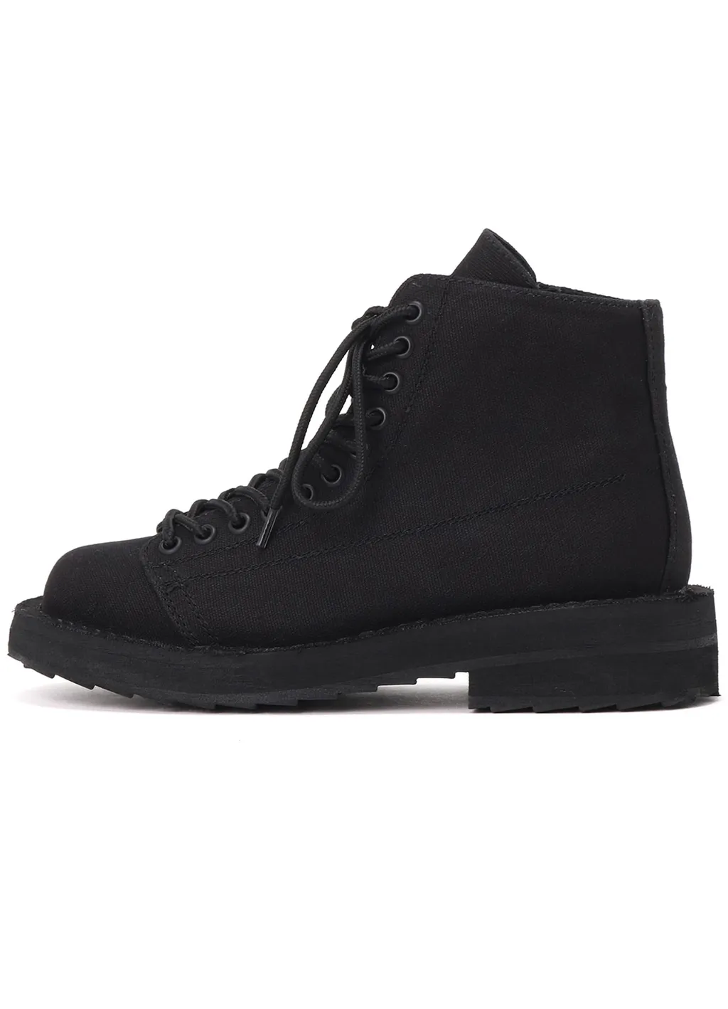 Cotton Canvas Lace-Up Biker Boots