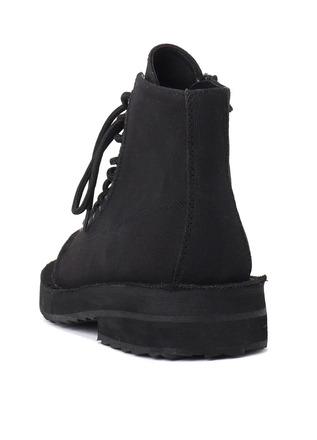 Cotton Canvas Lace-Up Biker Boots