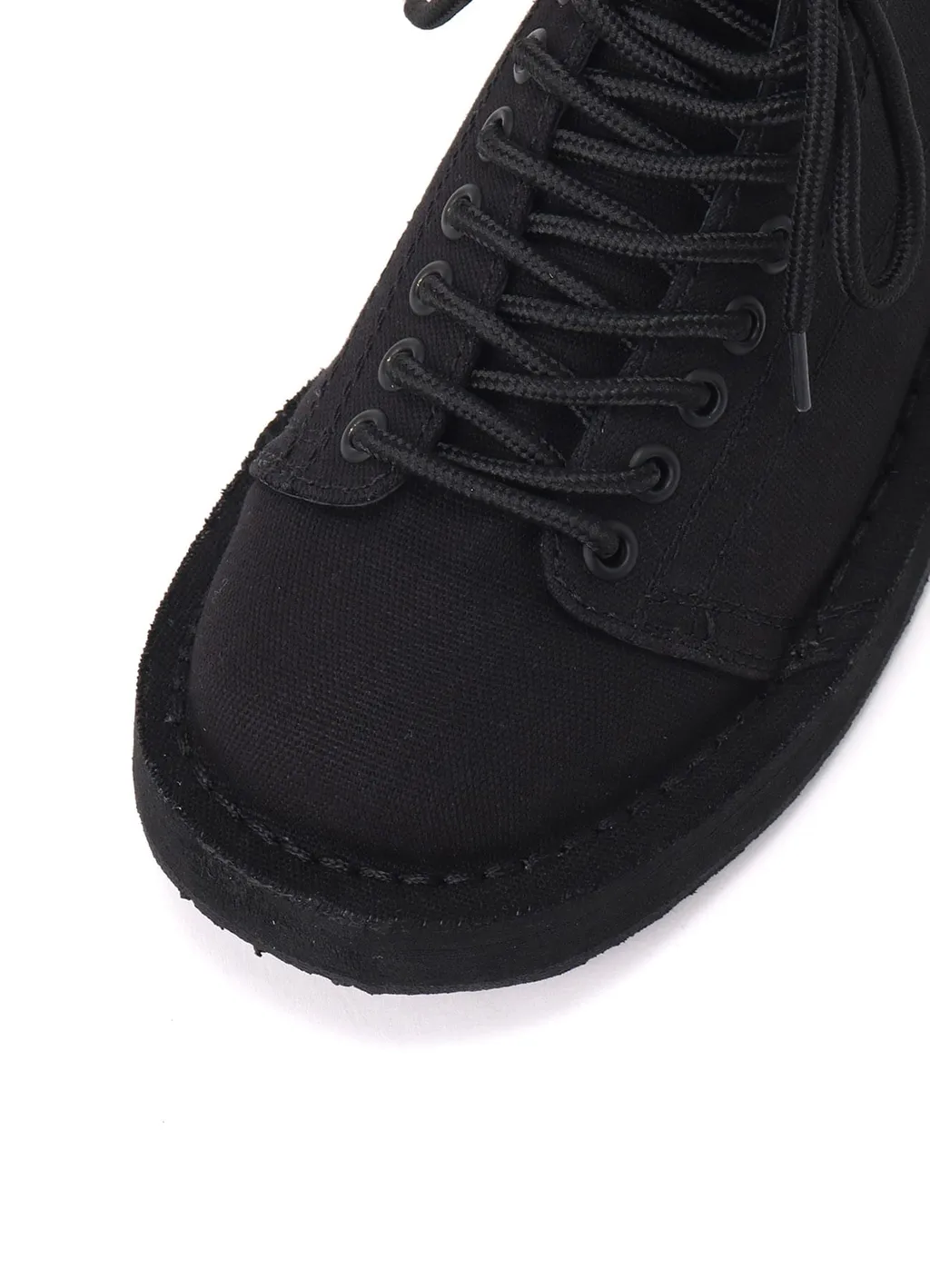 Cotton Canvas Lace-Up Biker Boots