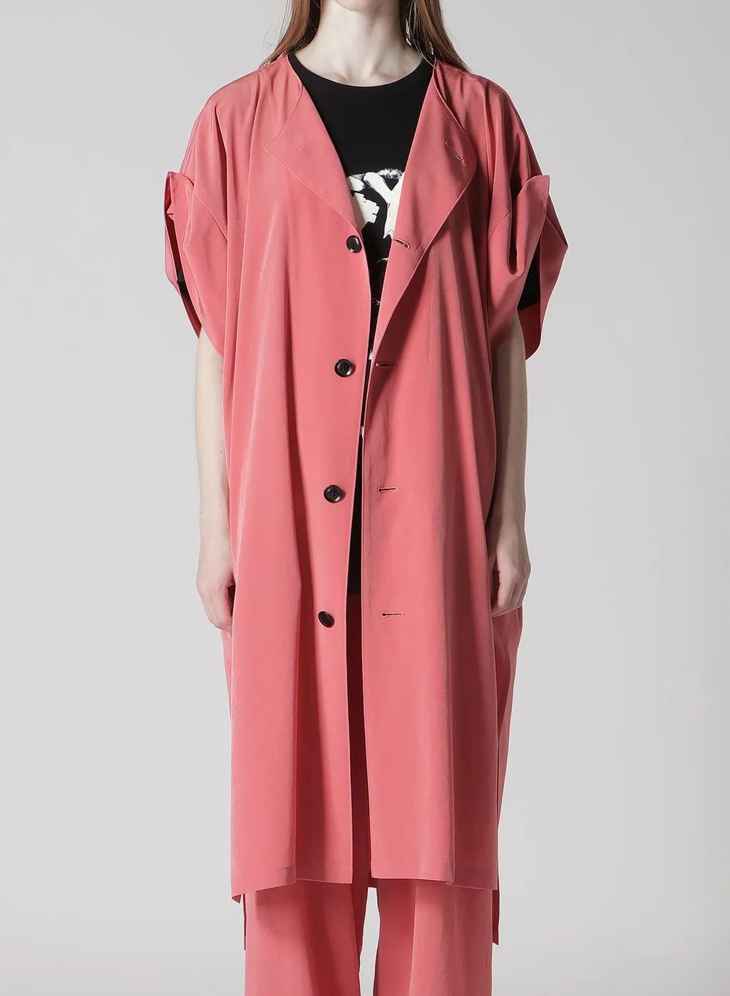 Ta/Pe Crepe De Chine Rolled Up Sleeve Dress