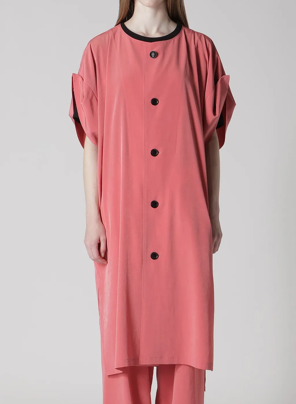 Ta/Pe Crepe De Chine Rolled Up Sleeve Dress