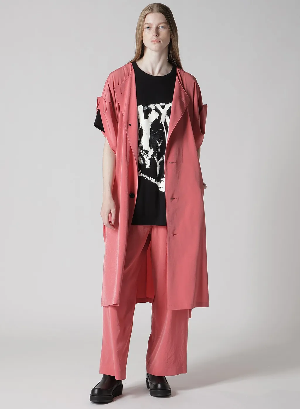 Ta/Pe Crepe De Chine Rolled Up Sleeve Dress