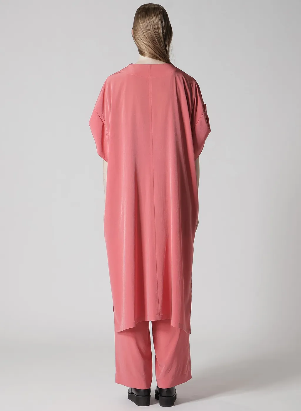 Ta/Pe Crepe De Chine Rolled Up Sleeve Dress