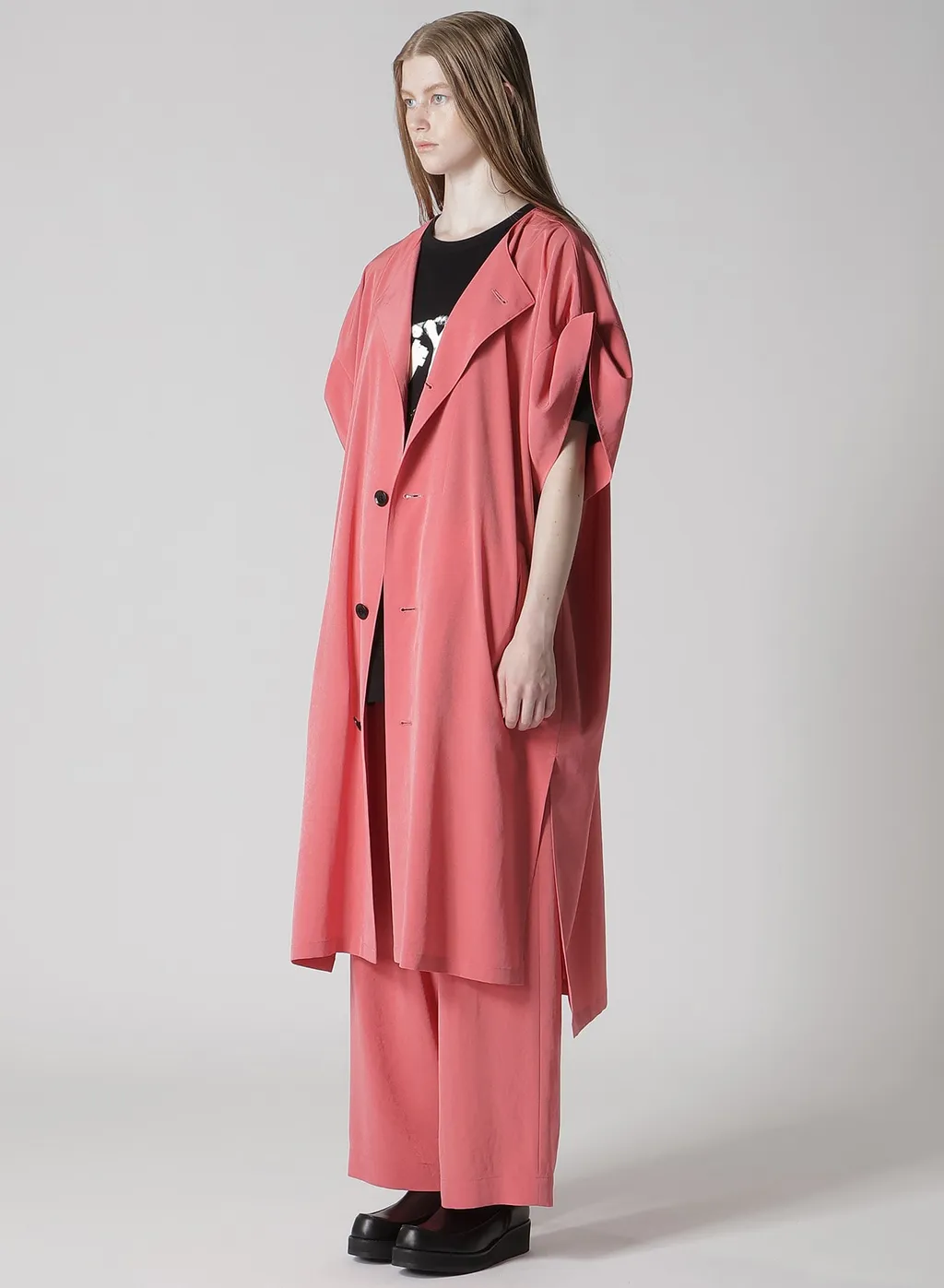 Ta/Pe Crepe De Chine Rolled Up Sleeve Dress