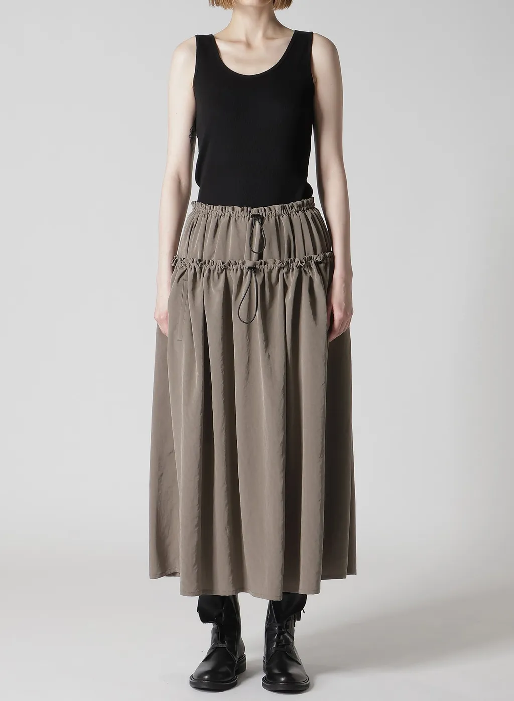 Ta/Pe Crepe De Chine Double Gathered Skirt