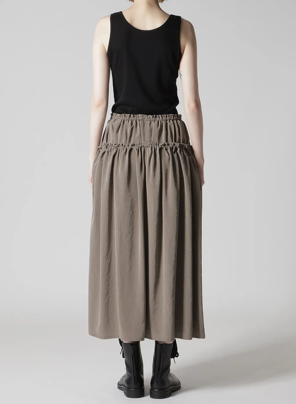 Ta/Pe Crepe De Chine Double Gathered Skirt
