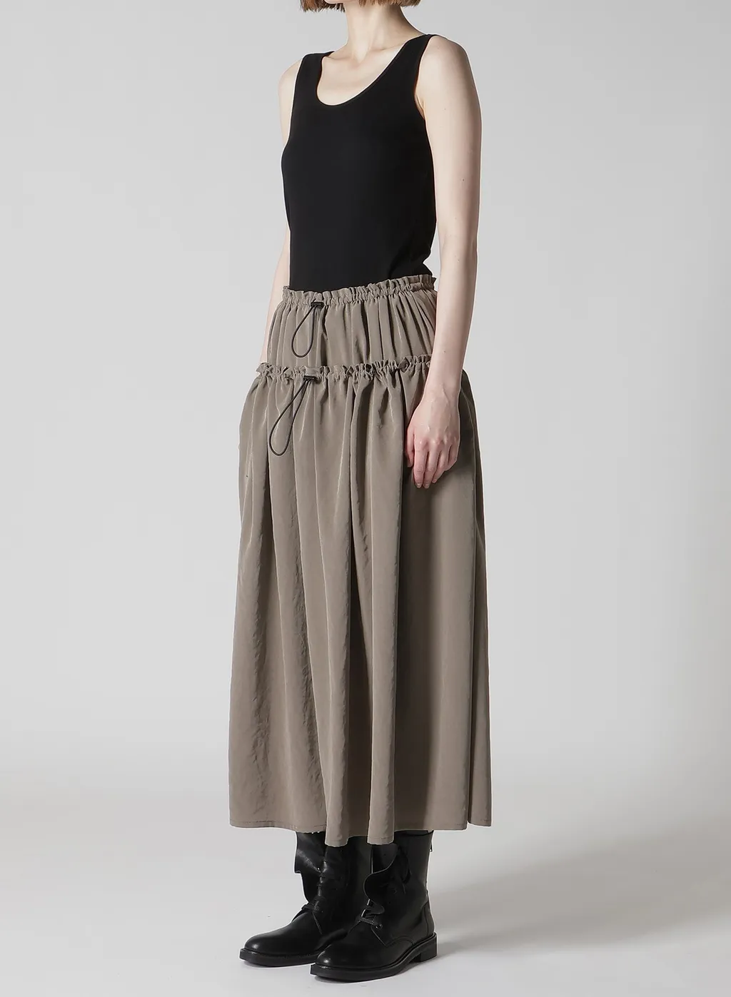 Ta/Pe Crepe De Chine Double Gathered Skirt
