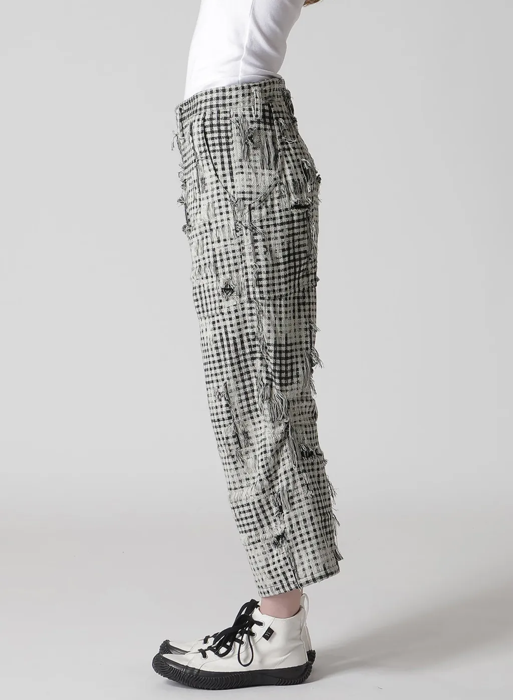 Damaged Gingham Jacquard Pants