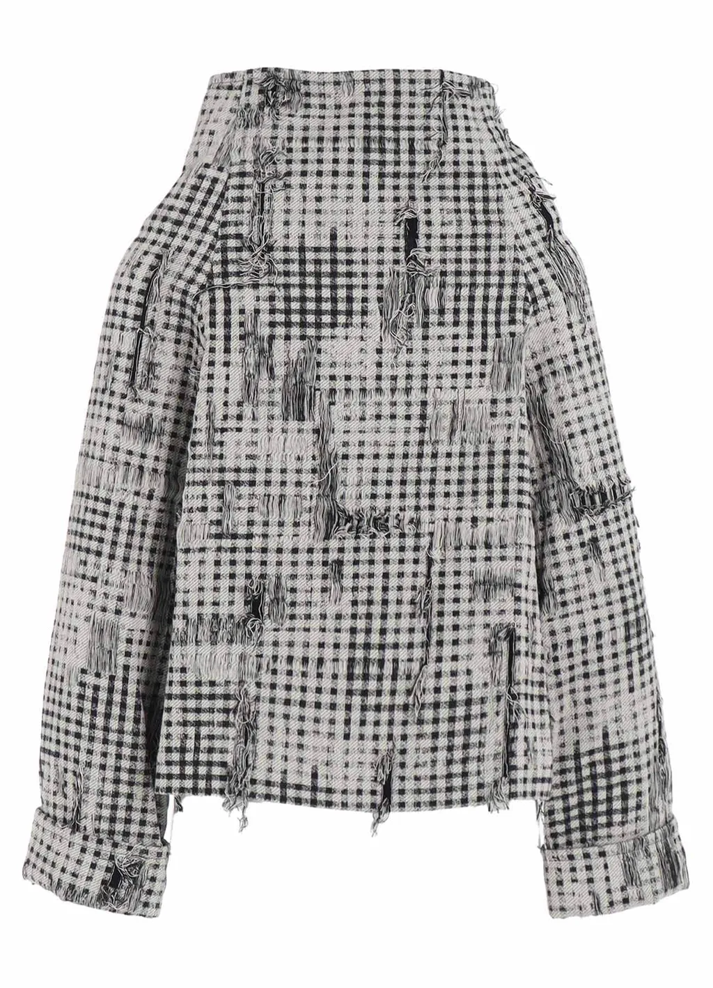 Damaged Gingham Jacquard Wrap Coat