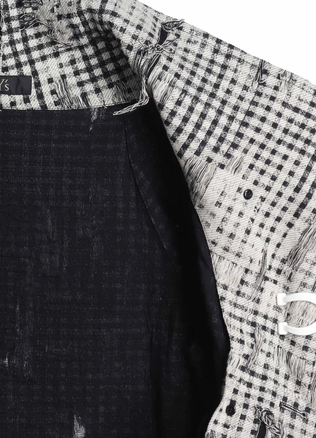 Damaged Gingham Jacquard Wrap Coat