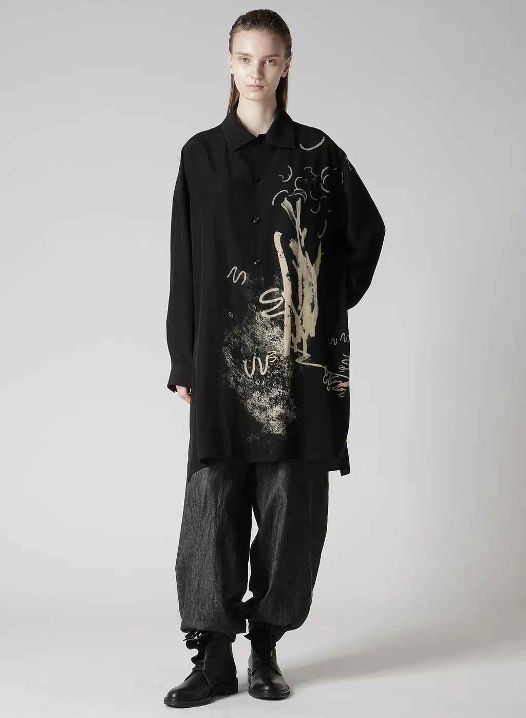 Cupro Dungaree Print Big Shirt Y