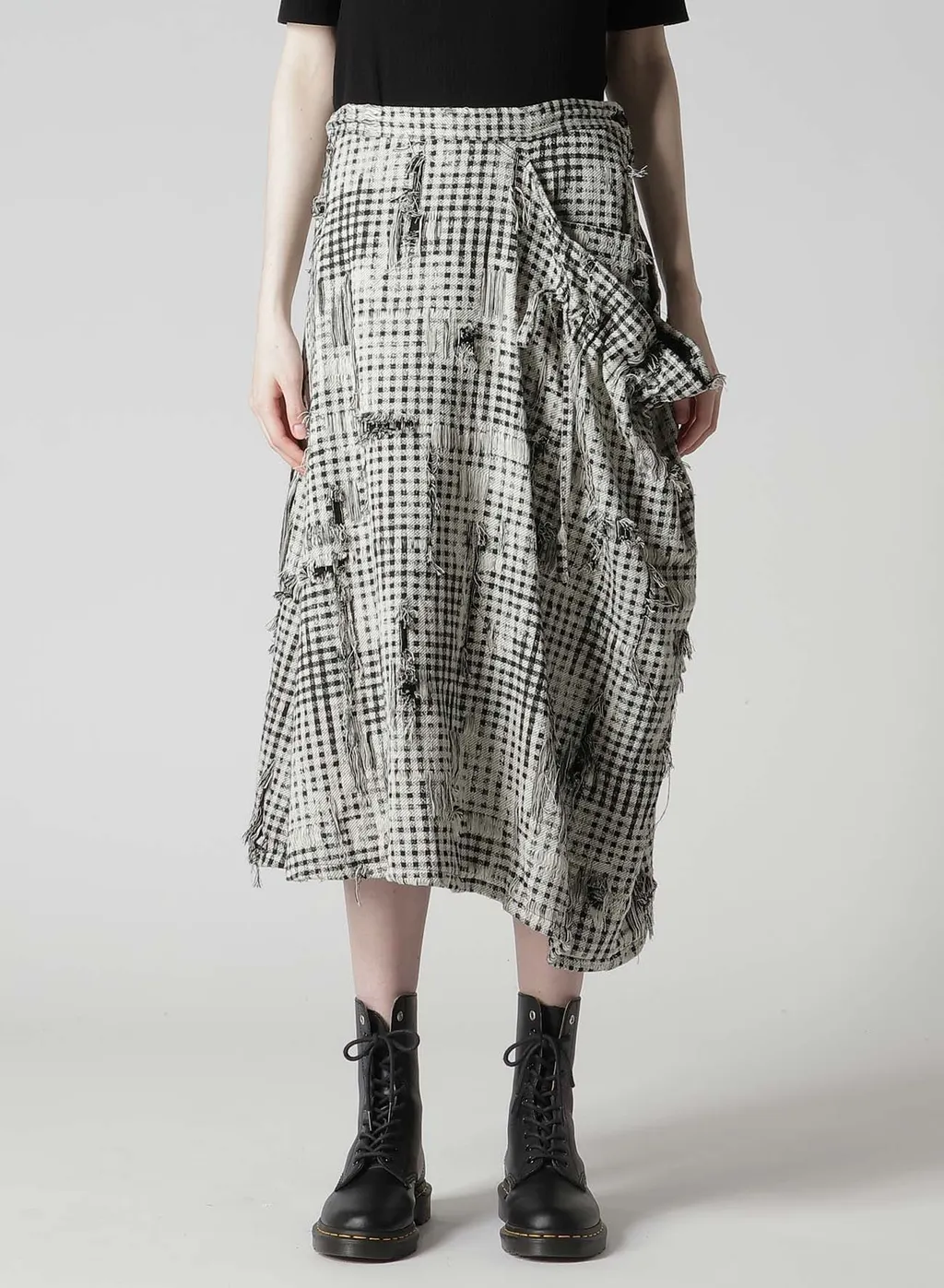 Damaged Gingham Jacquard Skirt