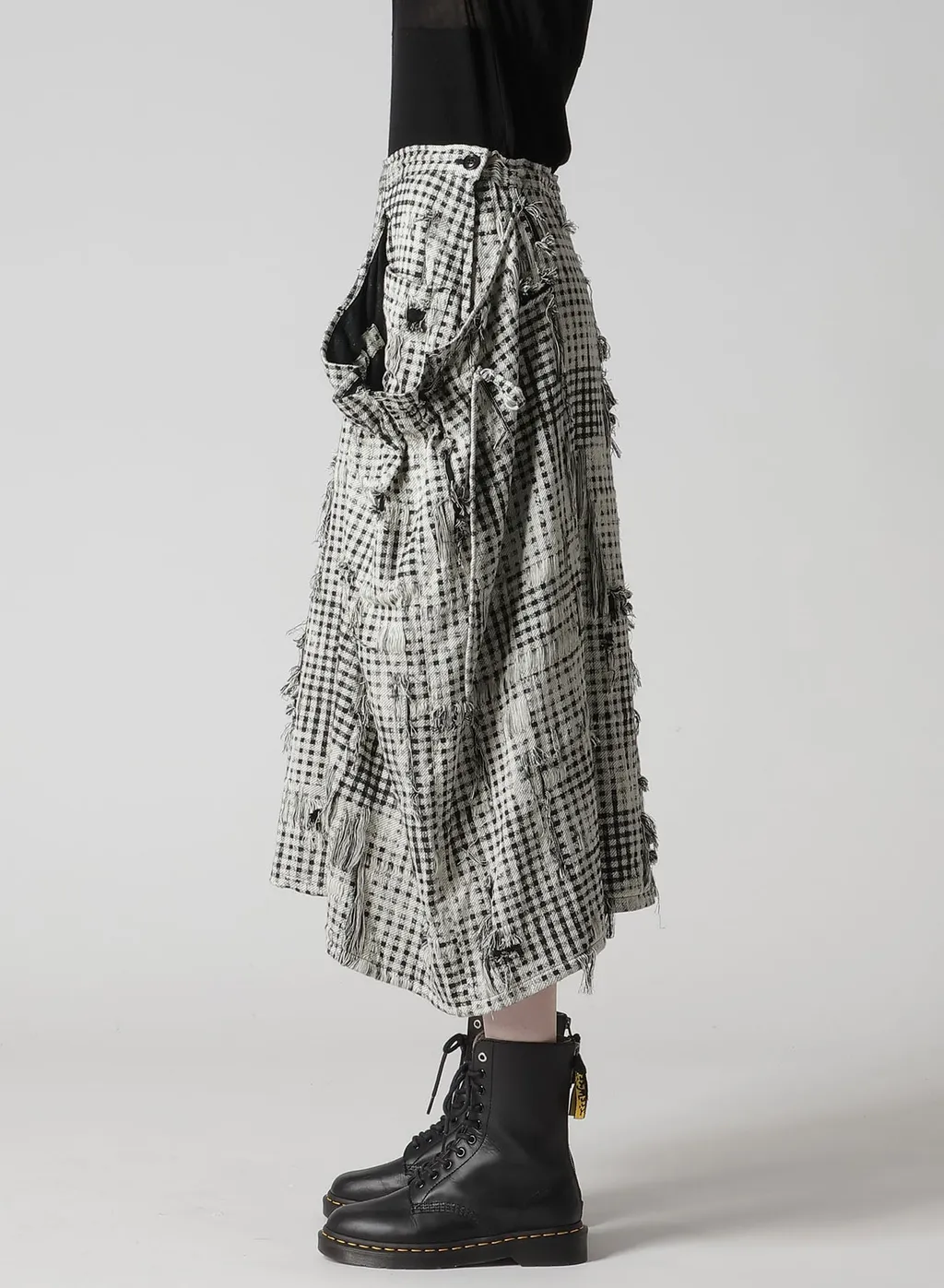Damaged Gingham Jacquard Skirt