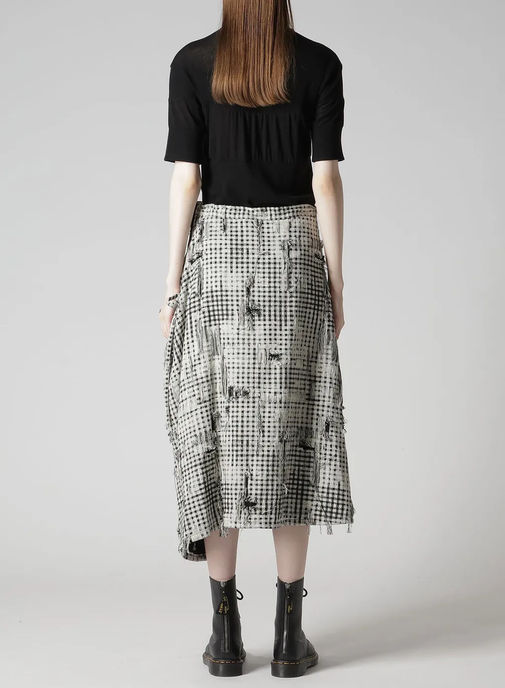 Damaged Gingham Jacquard Skirt