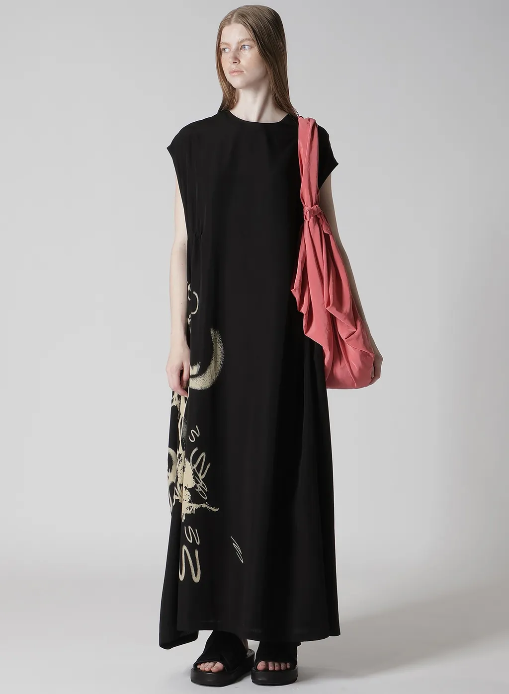 Cupro Dungaree Print Gathered Dress Y