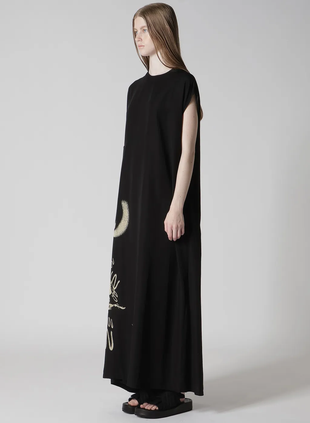 Cupro Dungaree Print Gathered Dress Y