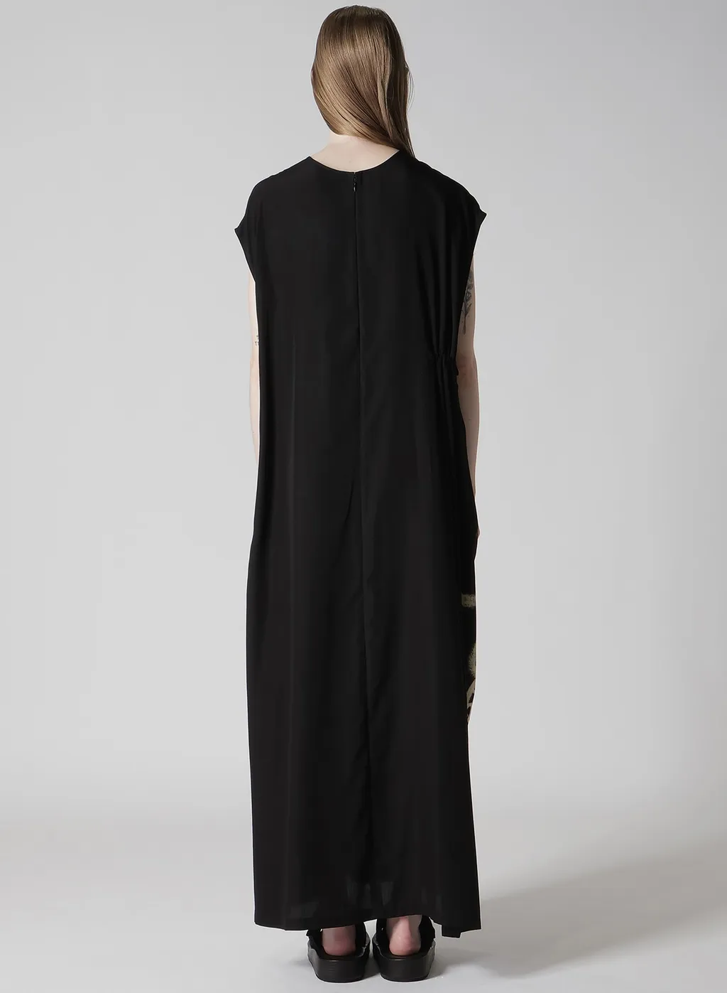 Cupro Dungaree Print Gathered Dress Y