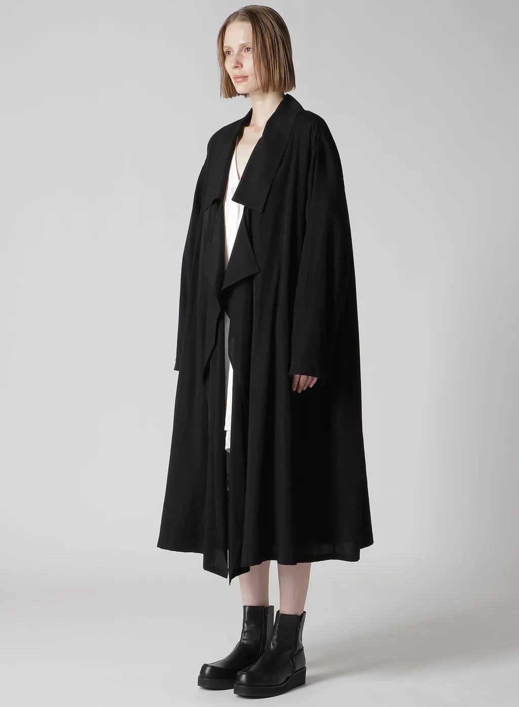 Cupro Dungaree Print Big-Collar Coat Y