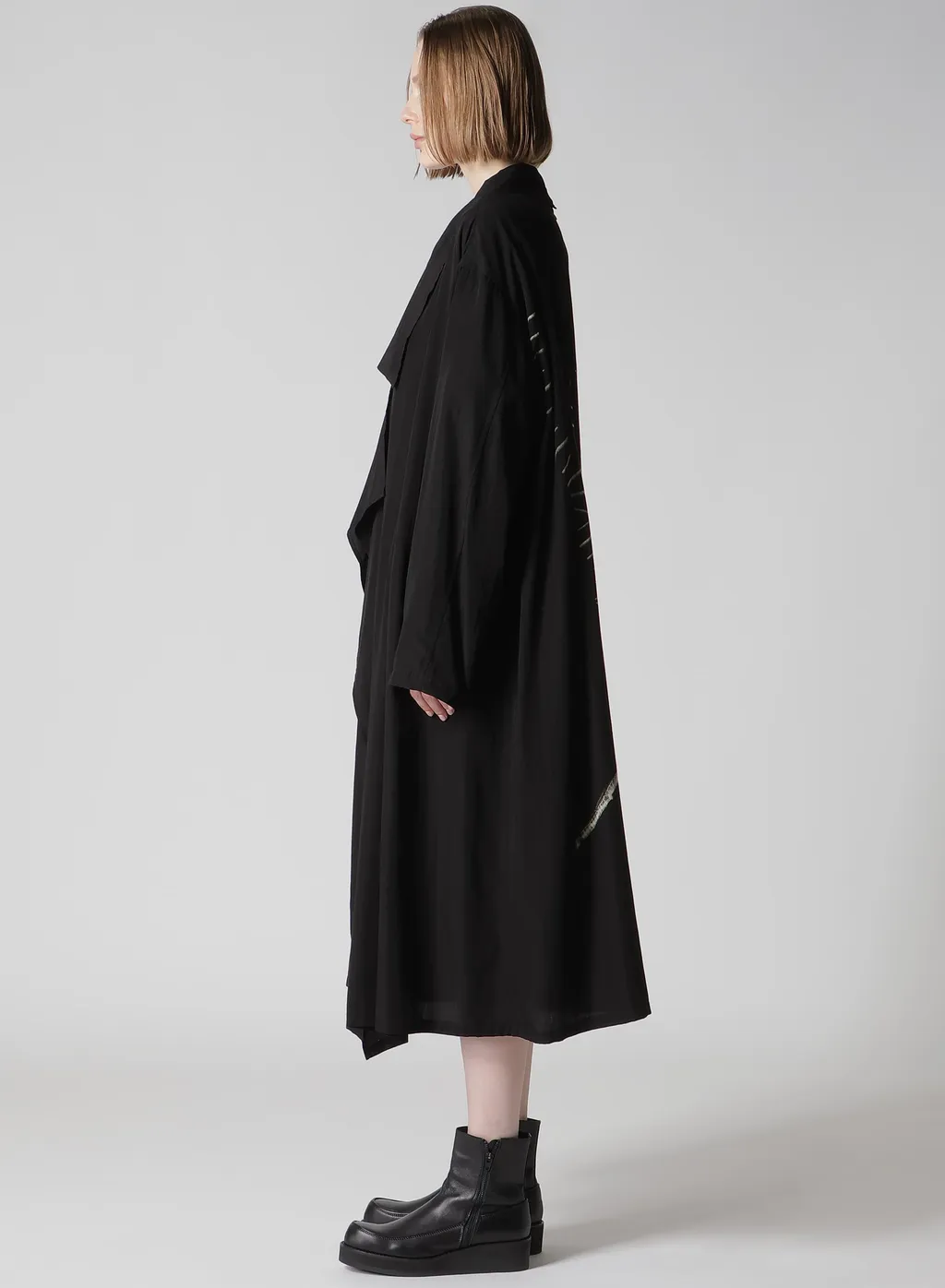 Cupro Dungaree Print Big-Collar Coat Y