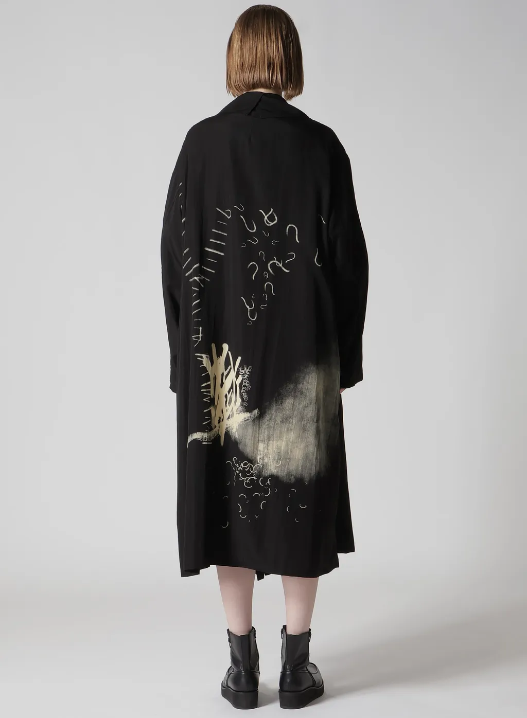 Cupro Dungaree Print Big-Collar Coat Y