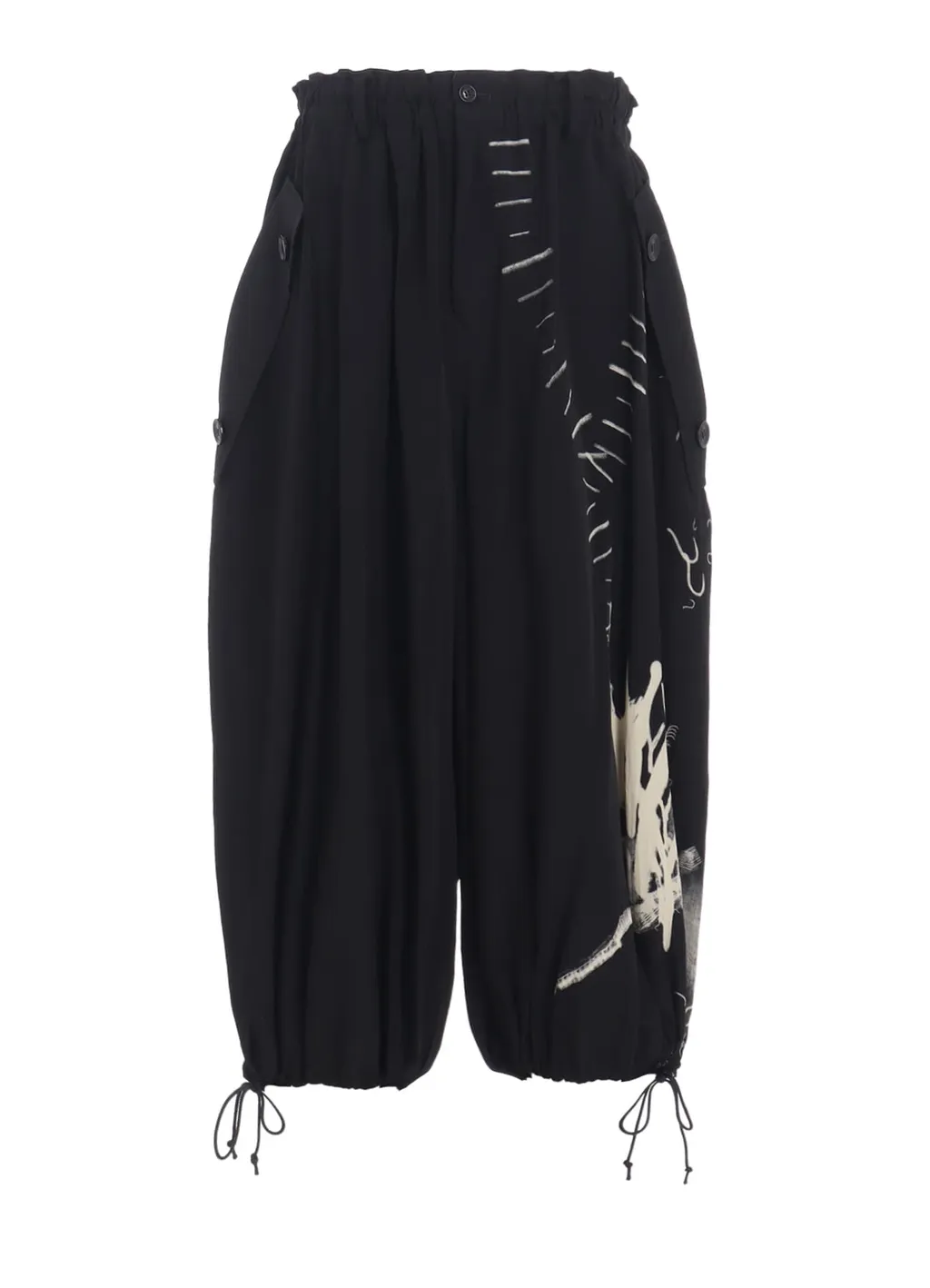 Cupro Dungaree Print Elastic-Waist Pants Y
