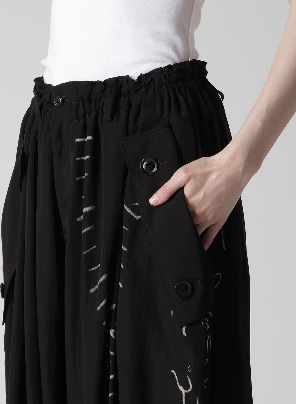 Cupro Dungaree Print Elastic-Waist Pants Y