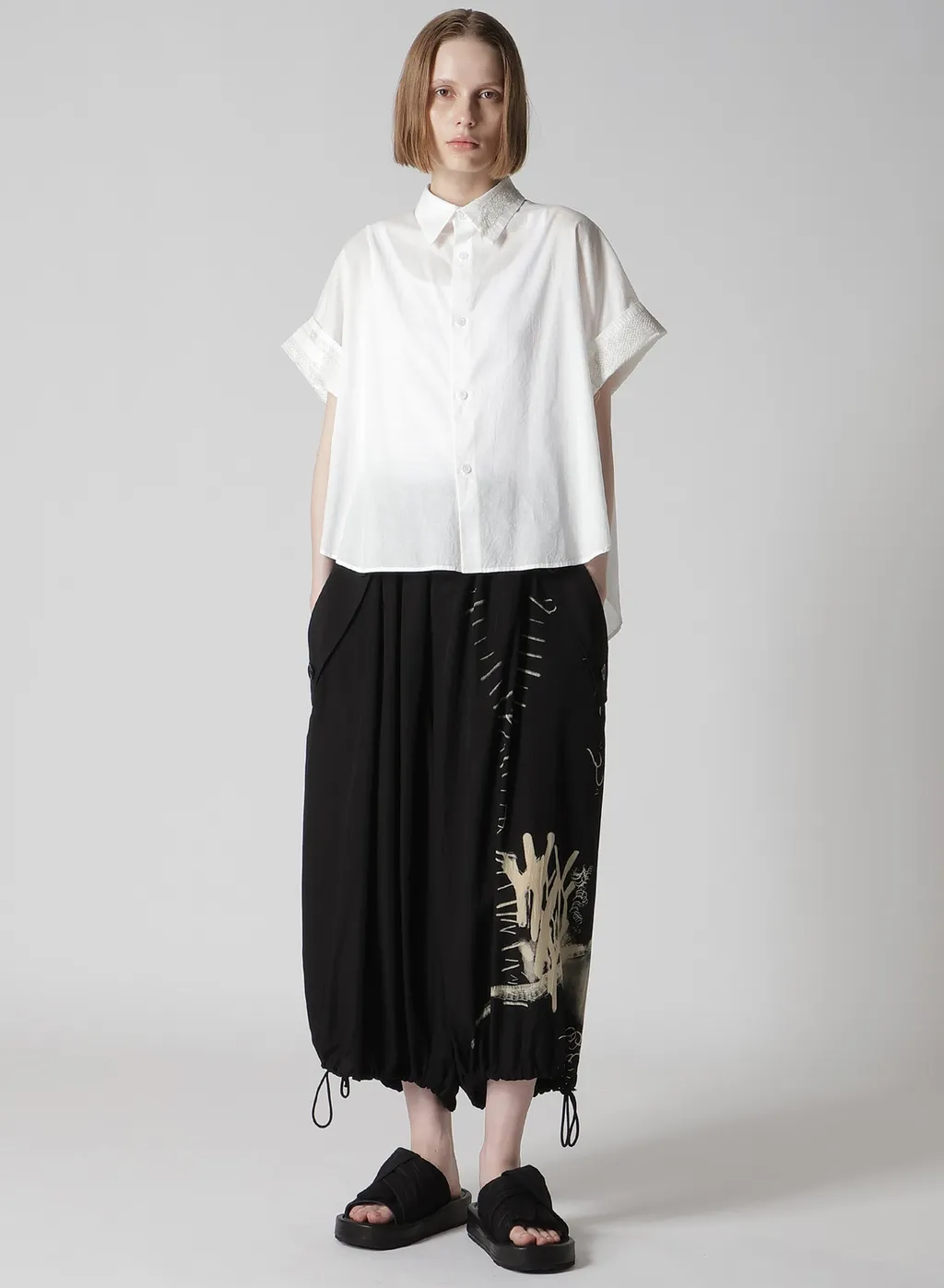 Cupro Dungaree Print Elastic-Waist Pants Y
