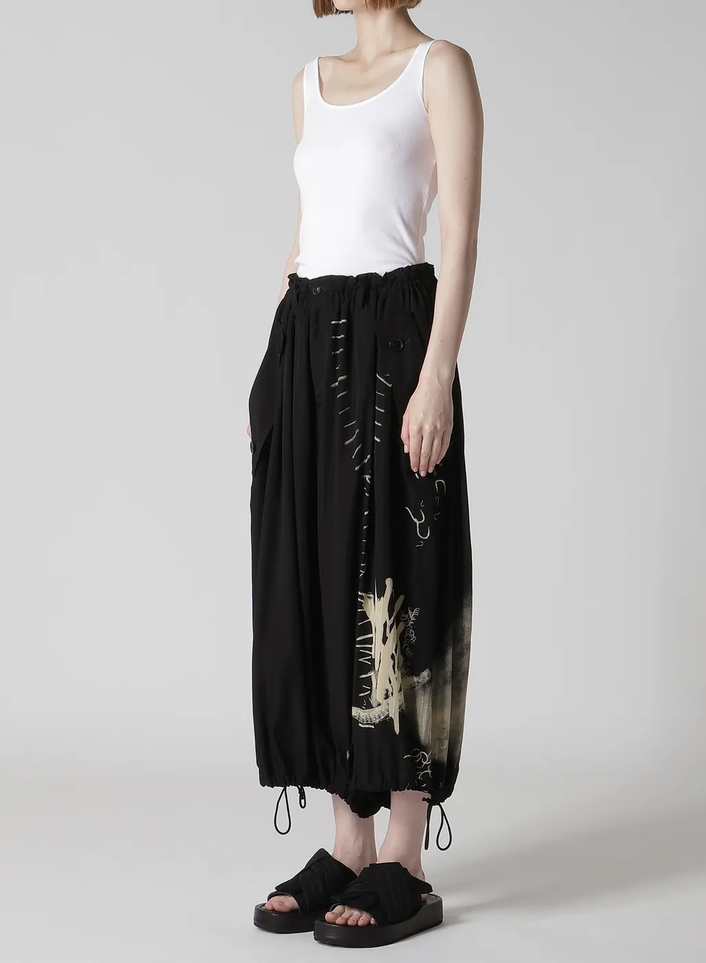 Cupro Dungaree Print Elastic-Waist Pants Y