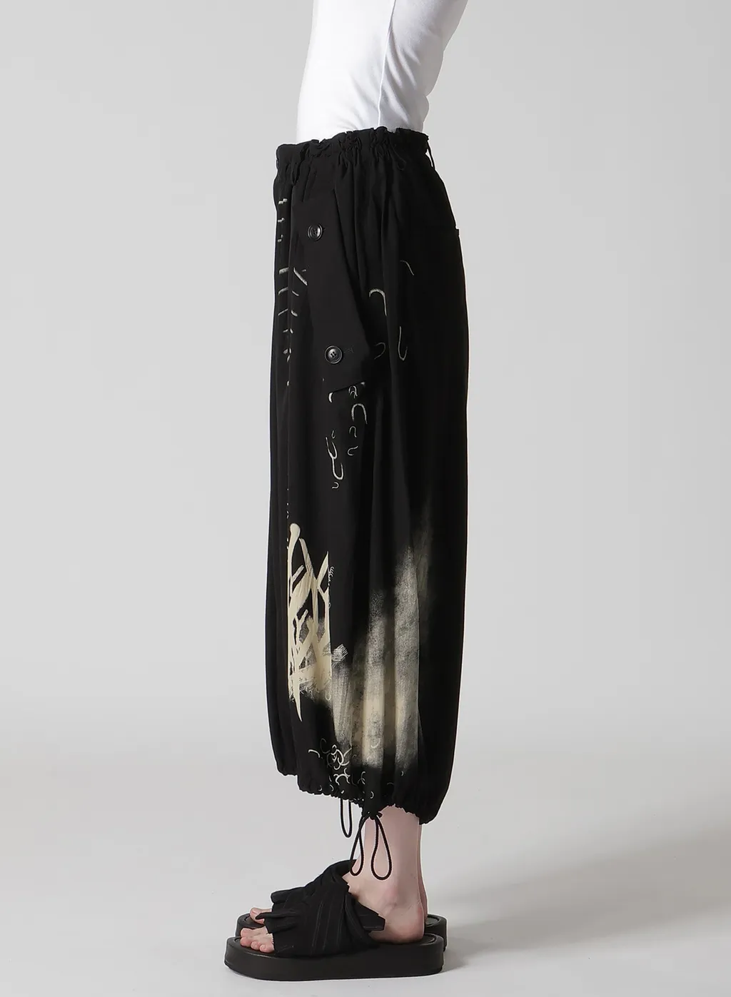 Cupro Dungaree Print Elastic-Waist Pants Y