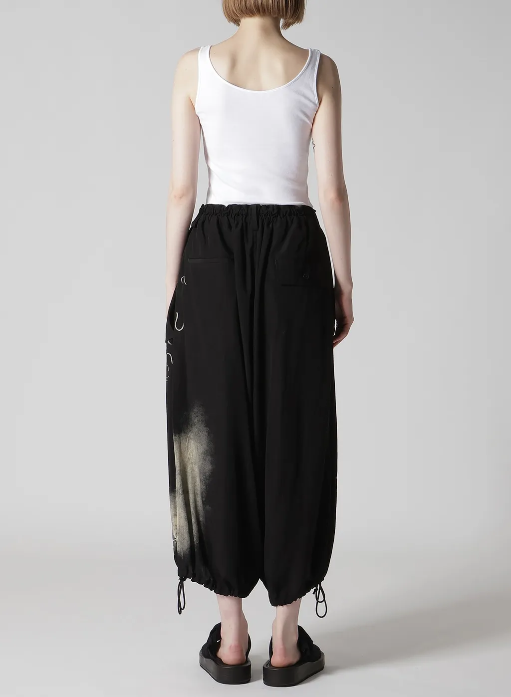 Cupro Dungaree Print Elastic-Waist Pants Y