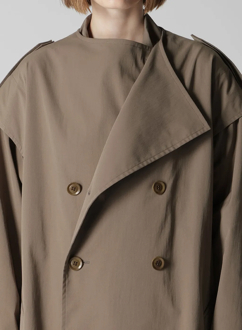 Pe Twill Water Repellent Collarless Trench Coat