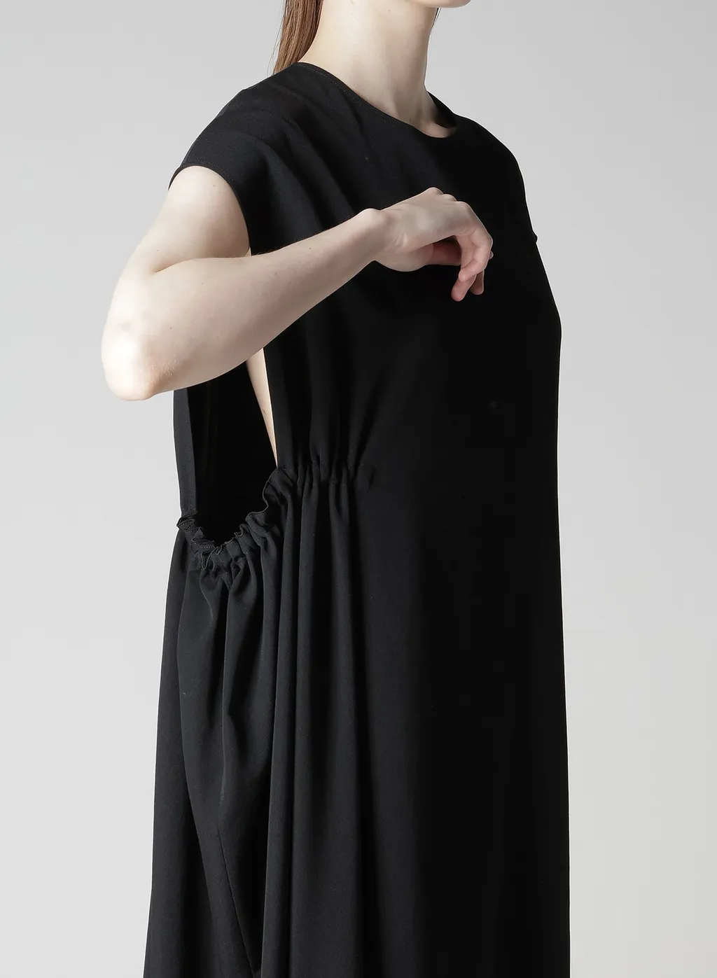 Wool Gabardine Right Side Gathered Dress