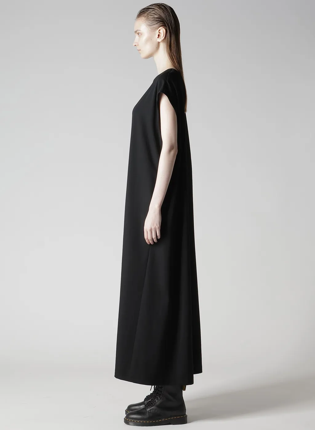Wool Gabardine Right Side Gathered Dress