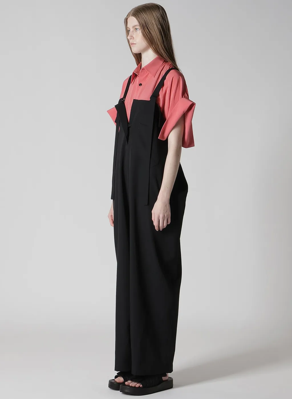 Wool Gabardine Strap Overalls