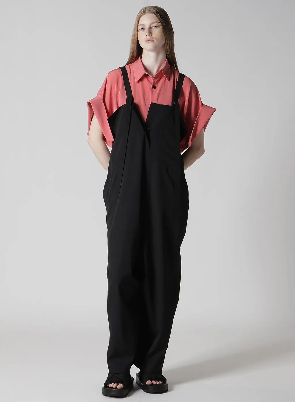 Wool Gabardine Strap Overalls