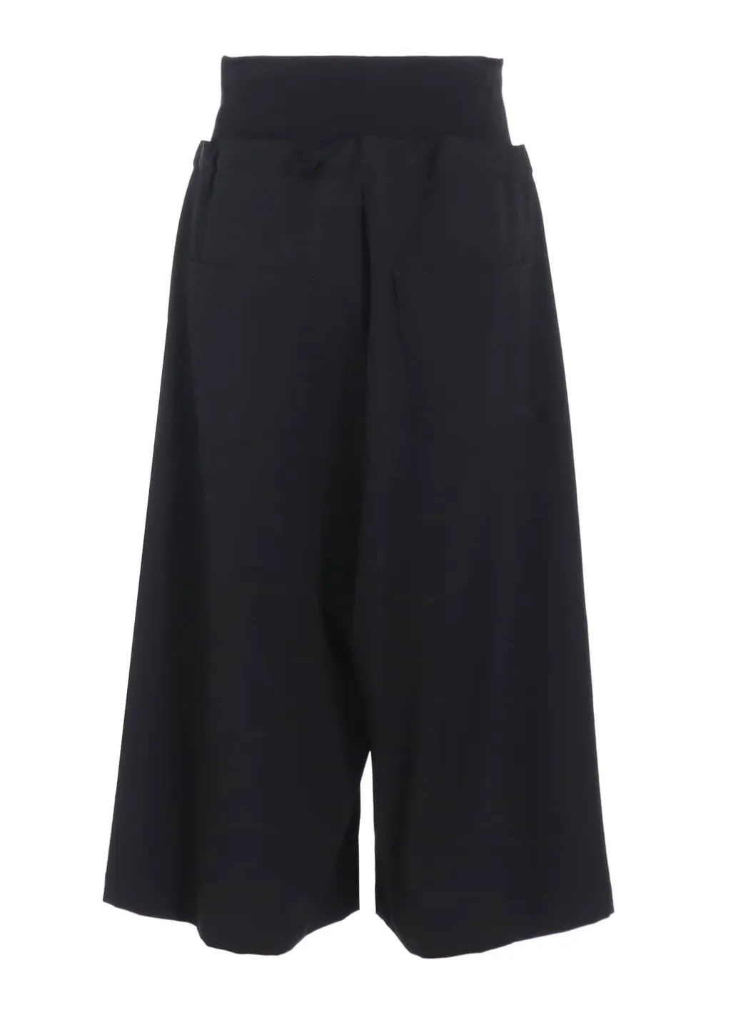 Wool Gabardine Rib Waist Wide Pants