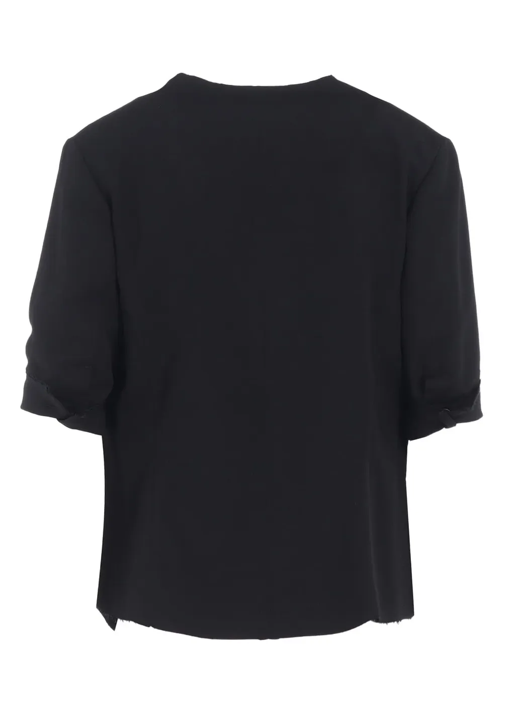 Wool Gabardine Collarless Short Jacket