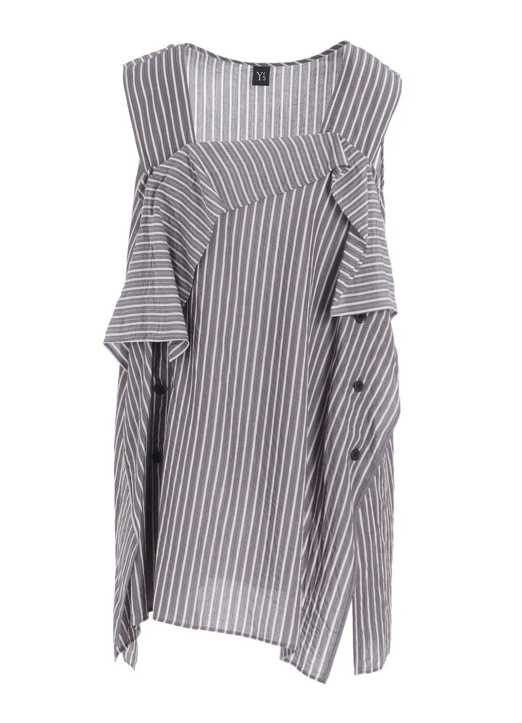 Cellulose Stripe Flare Sleeveless Blouse