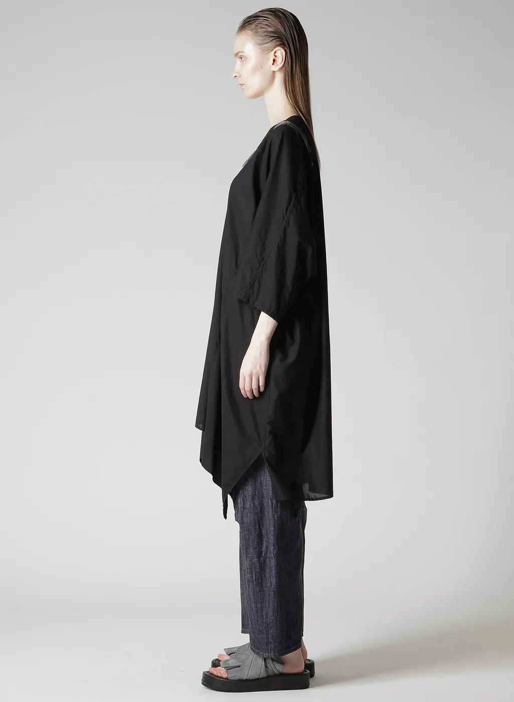 Cotton Lawn Arranged Sleeve V Neck Dress