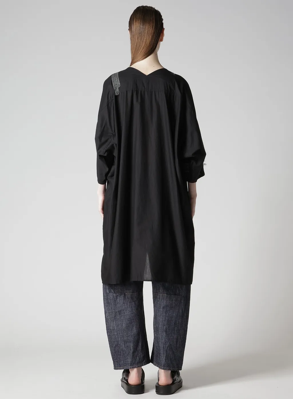 Cotton Lawn Arranged Sleeve V Neck Dress