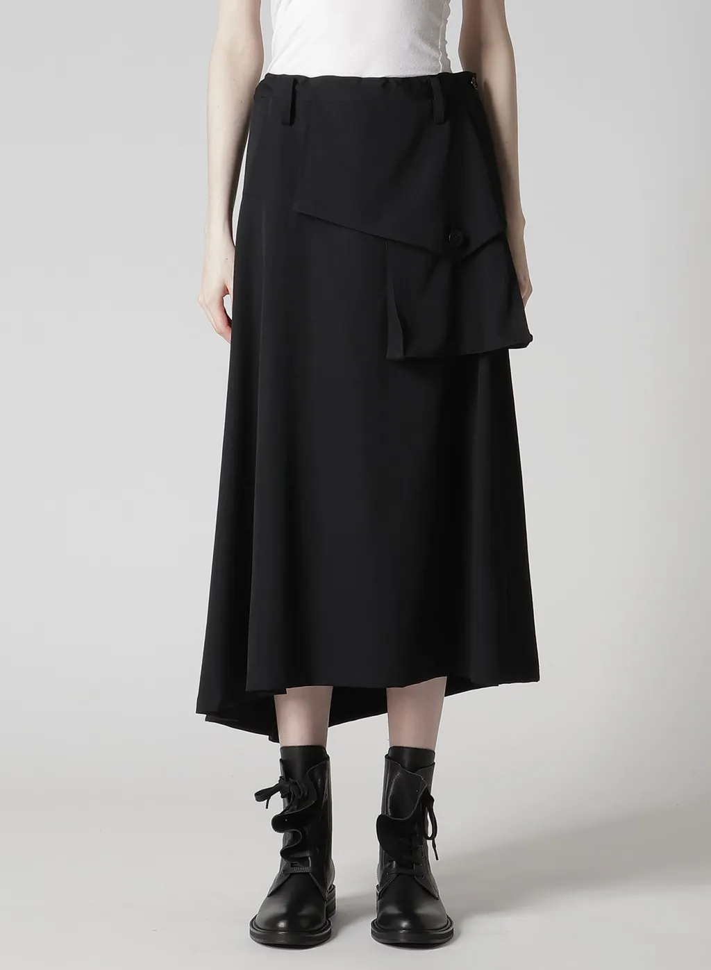 Wool Gabardine Y Big Flap Skirt